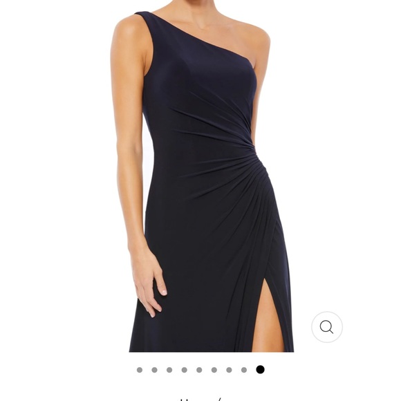 NWT Ieena for Mac Duggal 26163 One Shoulder Ruched Jersey Gown Midnight Size 4 - Picture 3 of 12